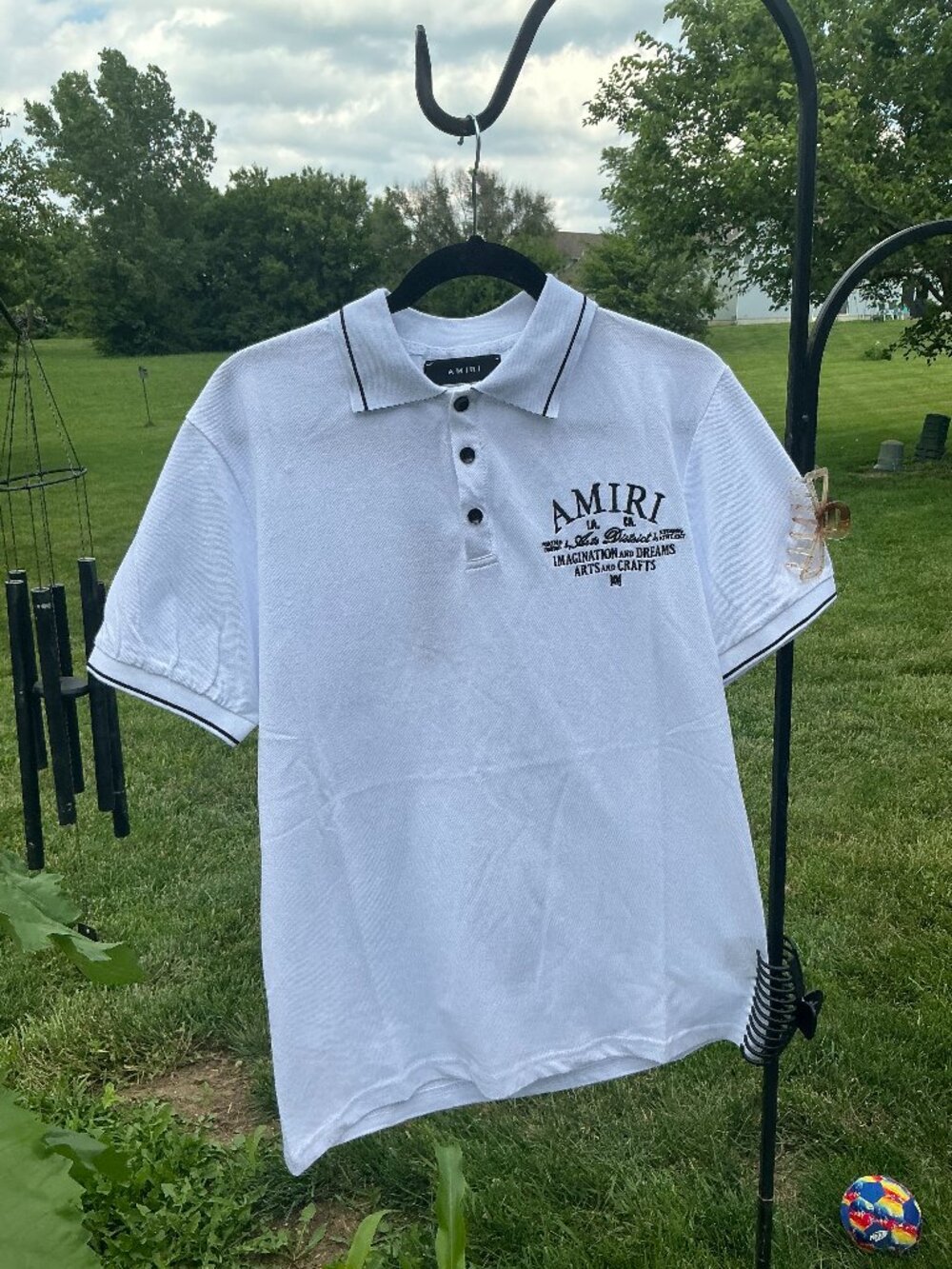 White Amiri art polo tee